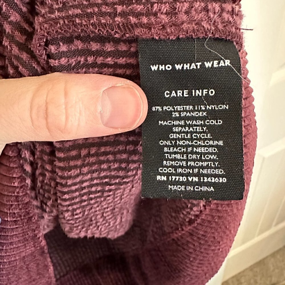 NWT Who What Wear purple velvet corduroy puff sleeve high neck dress women's M - Picture 5 of 9
